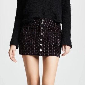 Free People Joanie Patterned Corduroy Button Mini Skirt